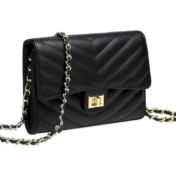 Handbags - Small Black Leather Crossbody Purse